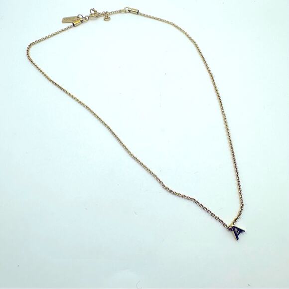 Kate Spade Necklace Initial A Monogram Chain Saturday Designer Gold tone Casual - Picture 3 of 8